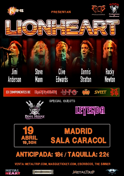 Lee más sobre el artículo Este jueves 19 de abril, Lionheart en Sala Caracol de Madrid